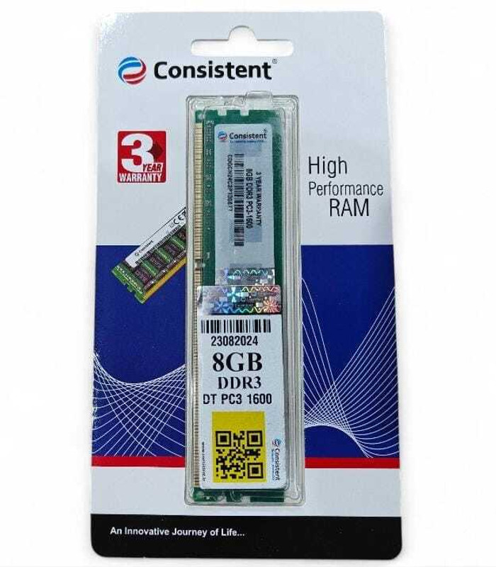 consistant RAM 1600 DDR3 8 GB (Single Channel) PC (26122022)