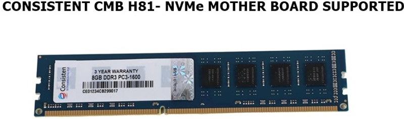 CONSISTEN DDR 3 SERIES,FOXIN H61 MOTHER BOARD SUPPORTED DDR3 8 GB (Dual Channel) PC DDR3 RAM (8gb ddr3 Ram For FOXIN FMB-H61 PRIME mother board Supported)(Black)