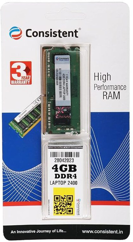 consistant RAM DDR4 4 GB (Single Channel) Laptop (2400 Mhz)
