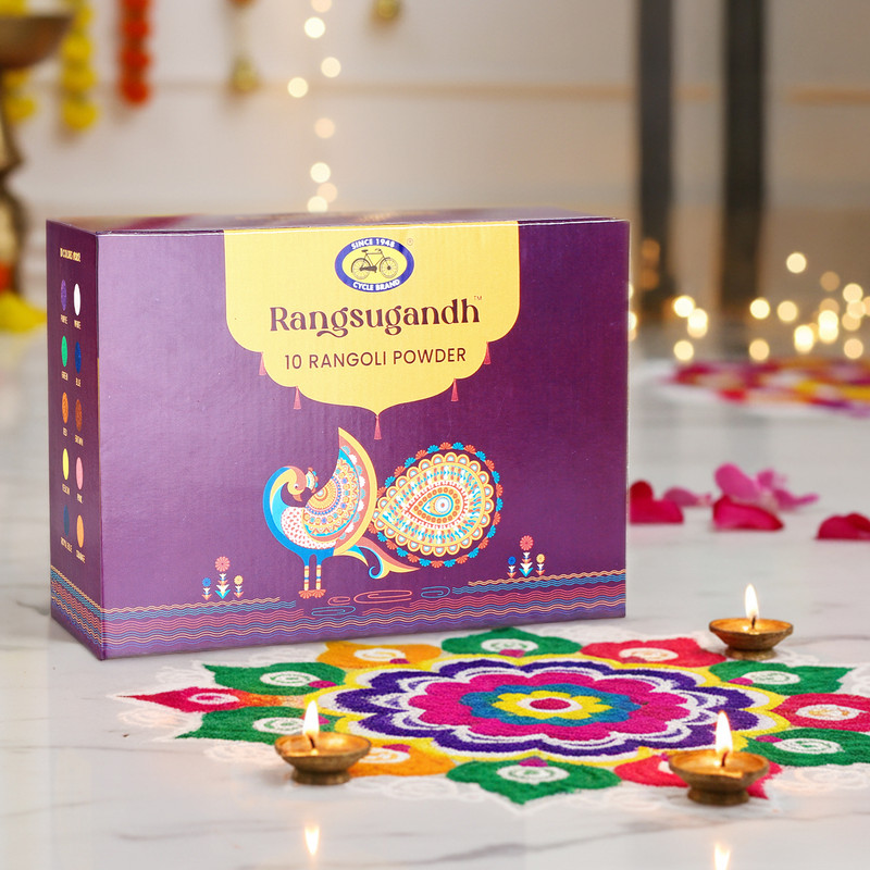 Cycle Pack of 10 Rangoli Powder(Multicolor)