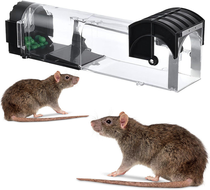 LYROVO Rat Trap Cage for Big Mouse | 32 cm Smart Trap for Home, Kitchen, Garden Snap Trap