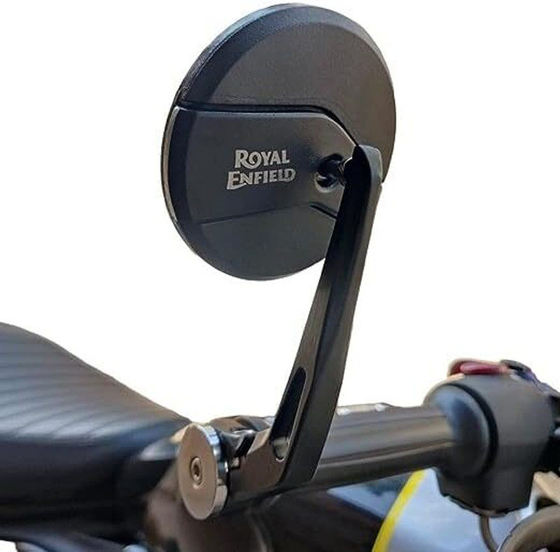 Pepstter Manual Rear View Side Mirror Handle Bar End For Royal Enfield Right Left Mirrors Rearview Radar Mirror(Black)