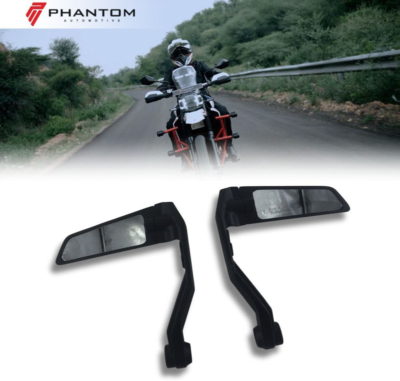 PHANTOM Premium Universal Bike Side View Mirror, Stylish & Durable Rearview Radar Mirror(Black)
