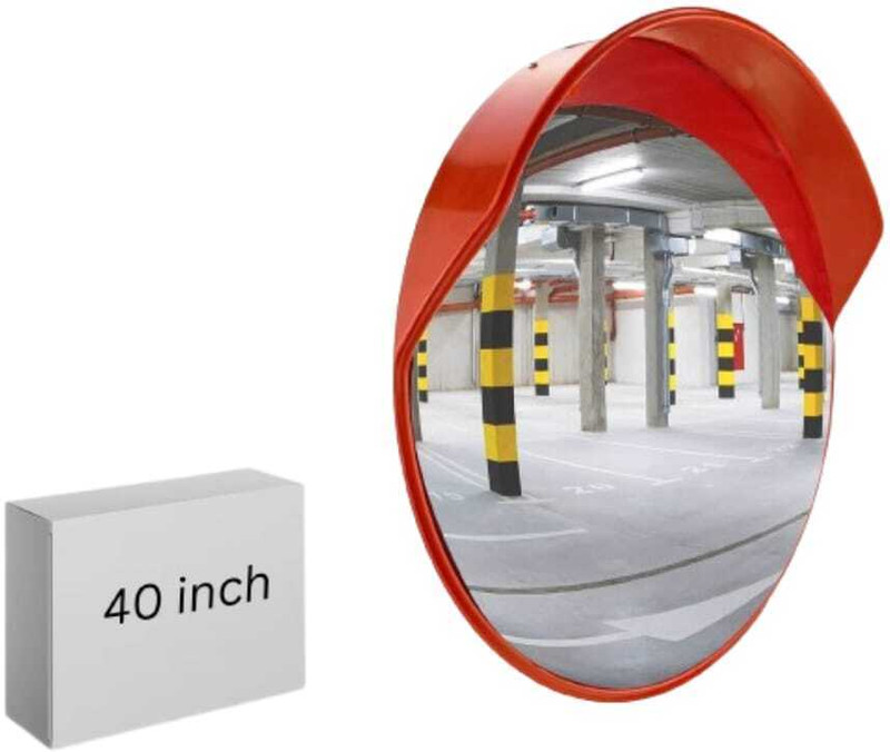 Spotview Unbreakable Convex Mirror For Road Safety with Installation Kit 40.0 Inch Rearview Radar Mirror(Orange)