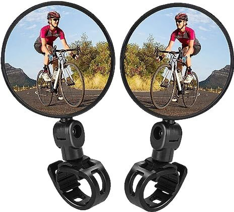 AELIANA Universal Bicycle Rear View Mirror 360 Degree Rotatable for All Handlebar Mirror Rearview Radar Mirror(Black)