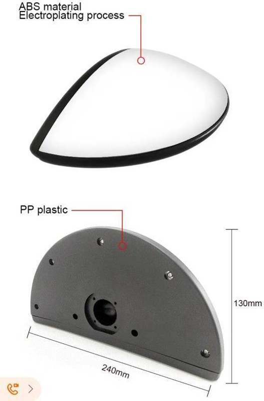 VLINE Forklift Backup Convex Mirror Rearview Radar Mirror(Black)