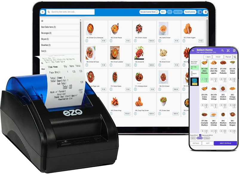 Ezo 58MM 2 Inch Inch USB & Bluetooth + 1 Year Software Wired Billing Machine Thermal Receipt Printer