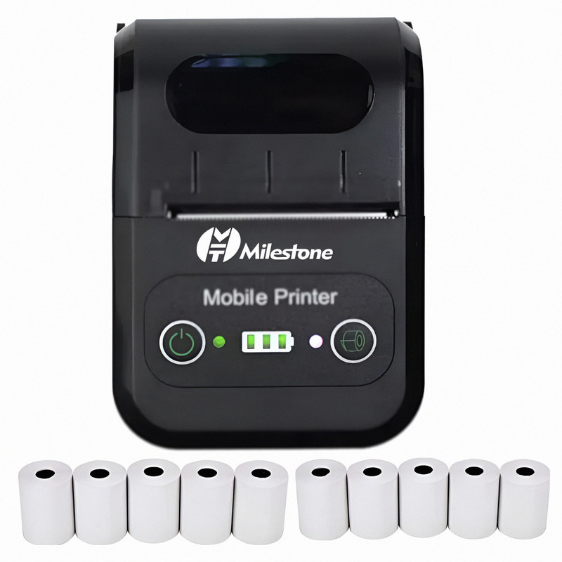 Milestone MPT-II 58mm 2inch Thermal Bluetooth Receipt Bill Printer With 10PCS Thermal Roll Thermal Receipt Printer