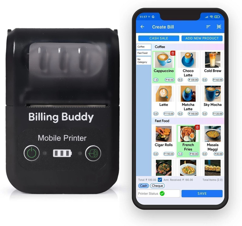 Ezo 58MM 2 Inch USB & Bluetooth 1 Year Software Mobile Printer Billing Machine Thermal Receipt Printer