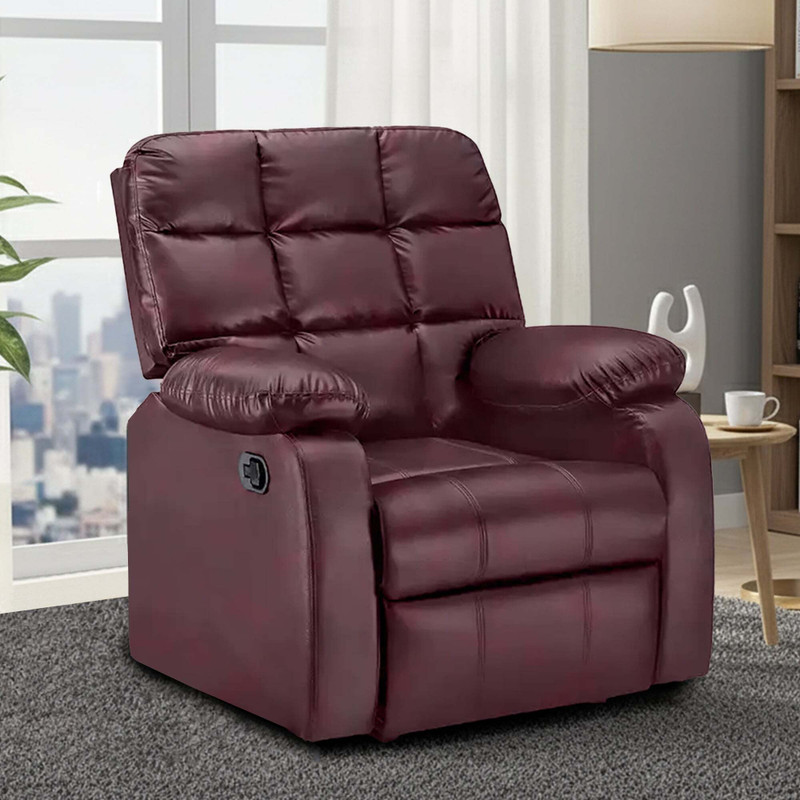 Flipkart Perfect Homes Comfy Leatherette Manual Recliner(Finish Color - Maroon, DIY(Do-It-Yourself))