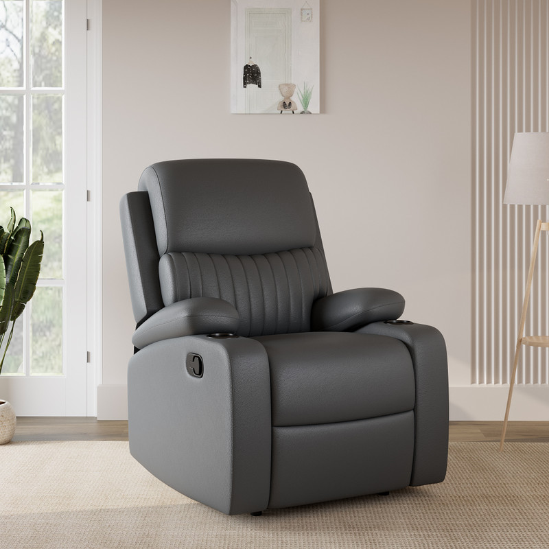 Flipkart Perfect Homes Leatherette Manual Recliner(Finish Color - Grey, DIY(Do-It-Yourself))