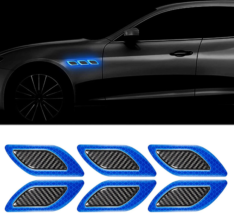 Mr fix Blue Carbon Fiber Graphic Car Reflective Sticker Car Reflector Light(Blue)