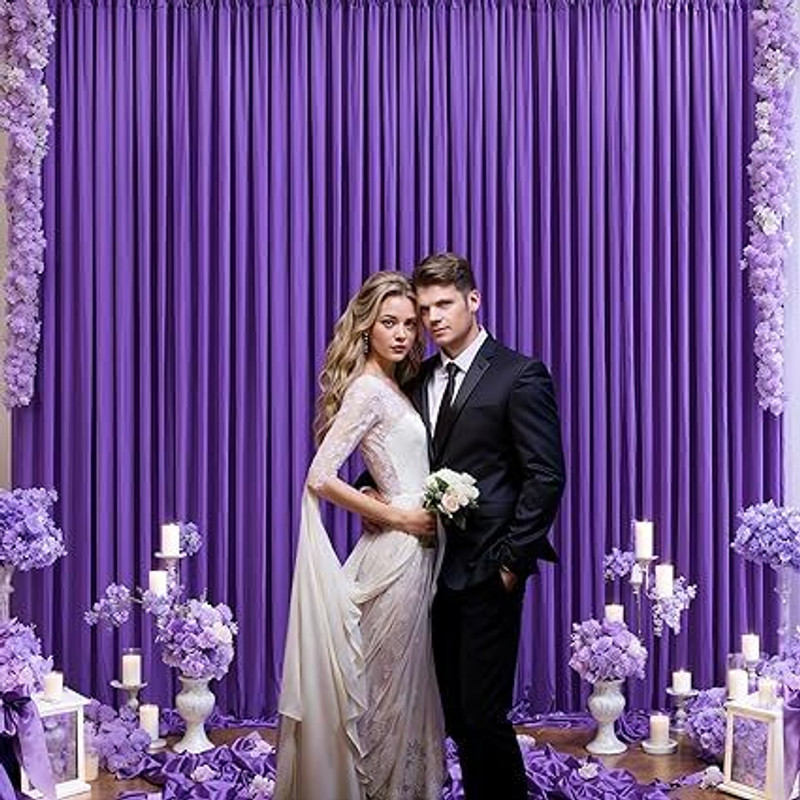 Stookin 4x10 Purple Backdrop Curtain 2 Panels-Wrinkle-Free Polyester Photography Reflector