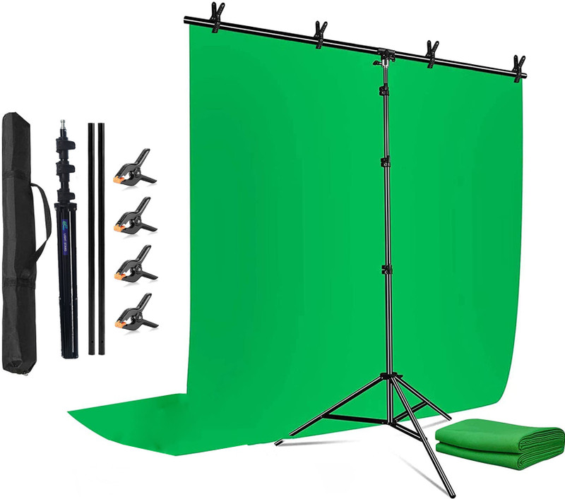 PICPRO 9ft x 6ft T-Shaped Background Photography & Videography Stand With Green Screen Reflector