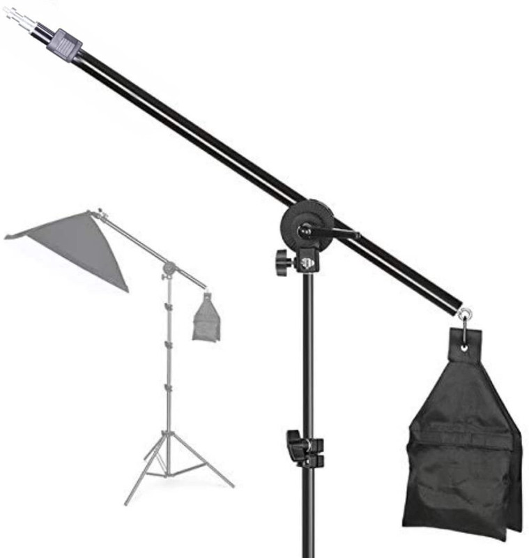 VTS Photo Studio 9 FT Light Stand with 4.5 FT Boom Arm and Empty Sandbag Reflector