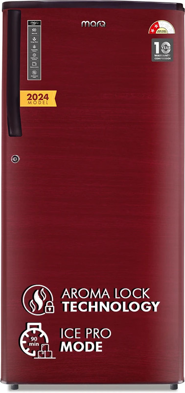 MarQ by Flipkart 183 L Direct Cool Single Door 1 Star Refrigerator with Toughened Glass Shelves and Large Vegetable Basket(Nostalgia Wine, 180BD2MQ24-NR)