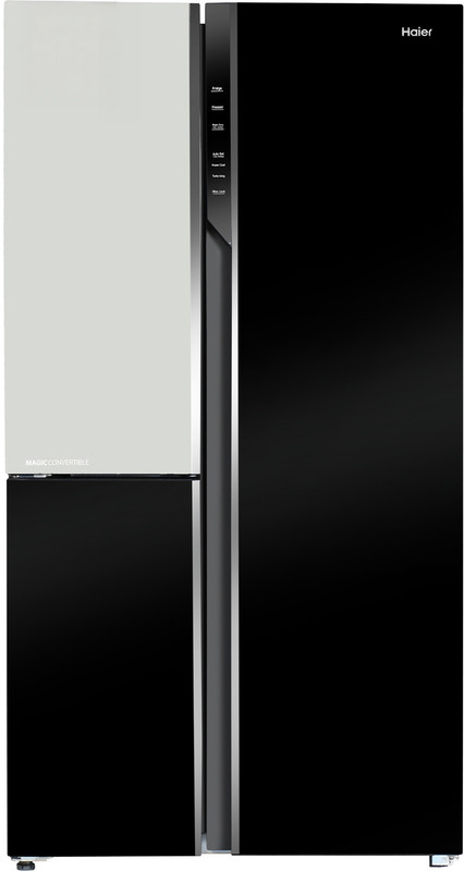 Haier 598 L Frost Free Triple Door Convertible Refrigerator with 83% Convertible Fridge SpaceDigital Control Panel360 Degree CoolingMagic Convertible ZoneExpert Inverter 3-Door(Black White Glass, HRT-683KWG-P)