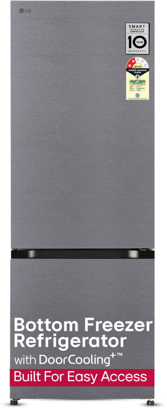 LG 340 L Frost Free Double Door Bottom Mount 2 Star Refrigerator with Wi-Fi Convertible Refrigerator with Door Cooling+ and Express Freeze(Dazzle Steel, GL-B382CDSY)