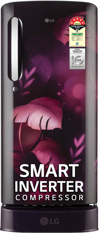 LG 185 L Direct Cool Single Door 5 Star Refrigerator with Base Drawer with with Smart Inverter Compressor, Moist 'N' Fresh(Purple ILAN, GL-D201APIU.BPIZEBN)