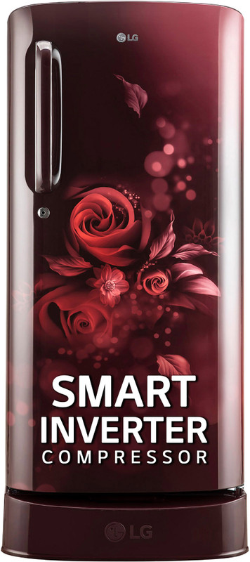 LG 185 L Direct Cool Single Door 5 Star Refrigerator with Base Drawer with Smart Inverter Compressor, Fast Ice Making(Scarlet Charm, GL-D201ASCU.BSCZEBN)