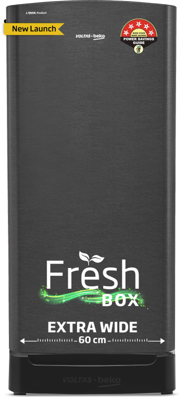 Voltas Beko 183 L Direct Cool Single Door 5 Star Refrigerator with Base Drawer(Dark Grey, RDC215A/W0DGRTM0B00GO)