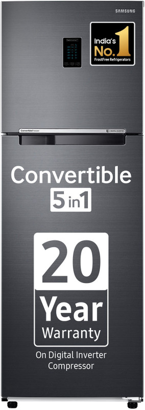 SAMSUNG 322 L Frost Free Double Door 2 Star Convertible Refrigerator with Convertible 5-in-1 , Digital Inverter with Display  (Luxe Black, RT37C4512BX/HL)