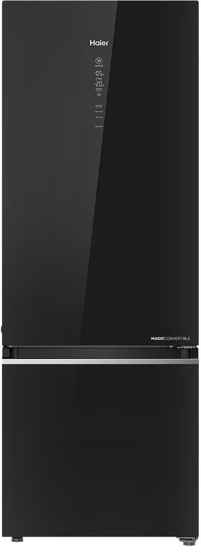 Haier 445 L Frost Free Double Door Bottom Mount 2 Star Refrigerator (Black Glass, HRB-4952CKG-P)