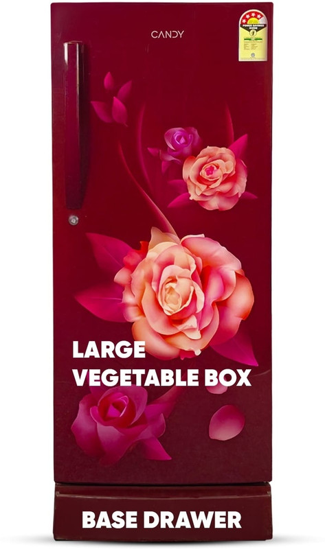 CANDY 190 L Direct Cool Single Door 4 Star Refrigerator with Base Drawer with Energy efficient ,Jumbo Fruit and vegetable Box(Red Rose, CSD2004DRF)