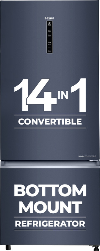 Haier 445 L Frost Free Double Door Bottom Mount 2 Star Convertible Refrigerator with Convertible 14-in-11 hour IcingDigital Control Panel(Graphite Black, HRB-4952BGK-P)
