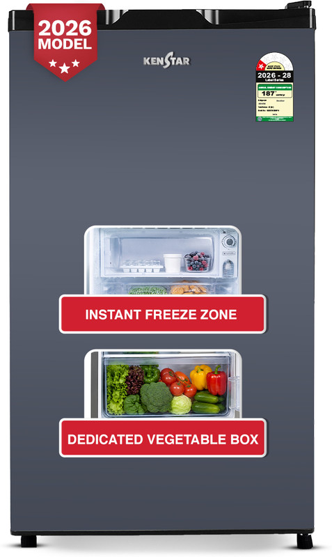 Kenstar 92 L Direct Cool Single Door 1 Star Refrigerator(Steel grey, 92BD1KS26F0.(SG))