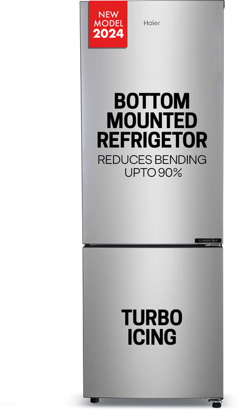 Haier 237 L Frost Free Double Door 2 Star Convertible Refrigerator(Moon Silver, HEB-242GS-P)