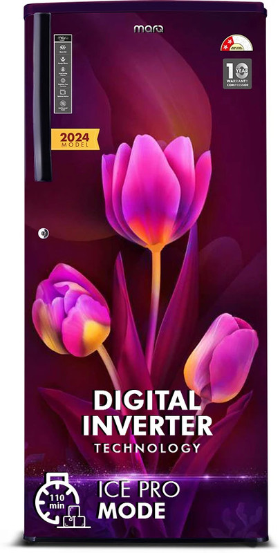 MarQ by Flipkart 208 L Direct Cool Single Door 3 Star Refrigerator with Powerful Inverter Compressor & Large Vegetable Basket(Twilight Blue, 205BD3MQ24-OBA)