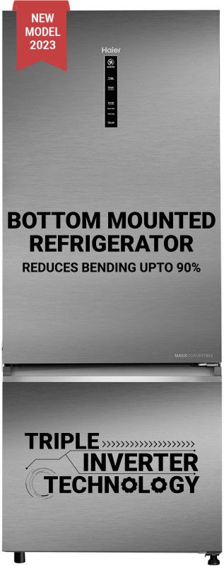 Haier 445 L 2 Star Frost Free Double Door Bottom Mount Refrigerator Appliance (2023 Model, HRB-4952BIS-P, Inox Steel,Convertible)