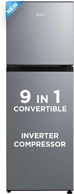 Midea 233 L Frost Free Double Door Top Mount 2 Star Refrigerator(Crystal Silver, MDRT324FGI50)