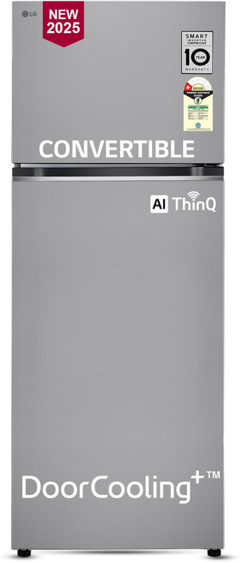 LG 466 L Frost Free Double Door 1 Star Convertible Refrigerator with with Smart Inverter Compressor, AI ThinQ Wi-Fi and Door Cooling+(Shiny Steel, GL-T492NPZR)