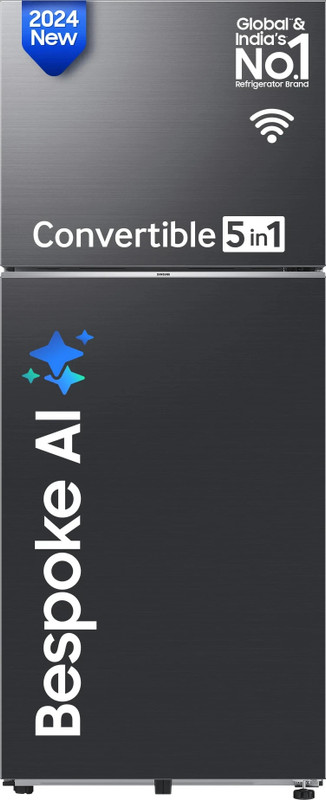 Samsung 419 L Frost Free Double Door 3 Star Convertible Refrigerator  with 5-in-1, Digital Inverter, WiFi Enabled Bespoke AI(Black DOI, RT45DG6A4DB1HL)