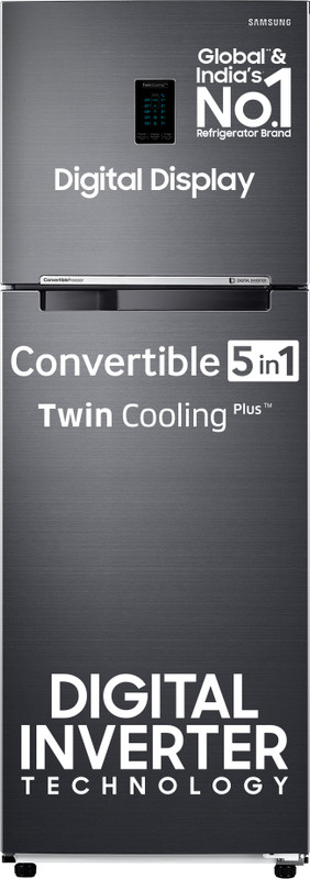 Samsung 322 L Frost Free Double Door 3 Star Convertible Refrigerator(Luxe Black, RT37C4523BX/HL)