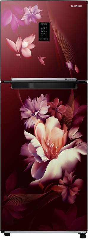 SAMSUNG 314 L Frost Free Double Door 2 Star Refrigerator  (Midnight Blossom Red, RT34B4612RZ/HL)
