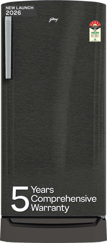Godrej 207 L Direct Cool Single Door 5 Star Refrigerator with Base Drawer with Turbo Cooling And Advanced Inverter Technology(Fossil Steel, RD EMARVEL 230E TDI FS ST)