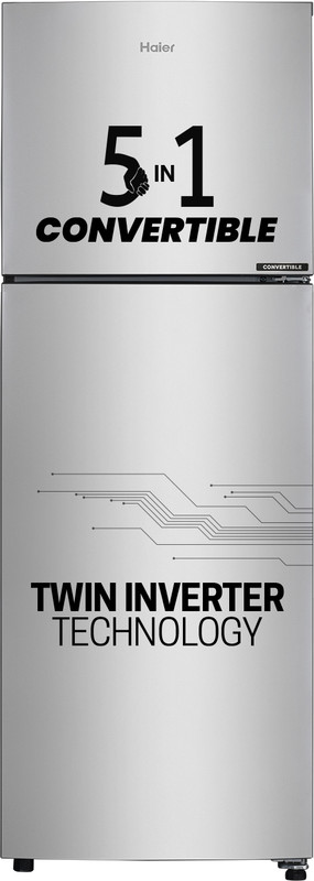 Haier 240 L Frost Free Double Door 3 Star Convertible Refrigerator with Convertible 5 in 1Turbo Icing(Moon Silver, HEF-253GS-P)