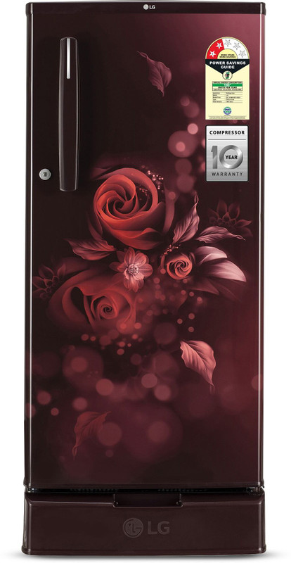 LG 185 L Direct Cool Single Door 2 Star Refrigerator with Base Drawer(Scarlet Euphoria, GL-D199OSEC)
