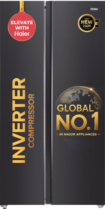 Haier 540 L Frost Free Side by Side 3 Star Refrigerator with Inverter , (360 Magic Cooling for Uniform Freshness, Dual Fresh Drawers for freshness, Deo Fresh Technology, 2026 Model)(LUXE BLACK, HRS-615LB)
