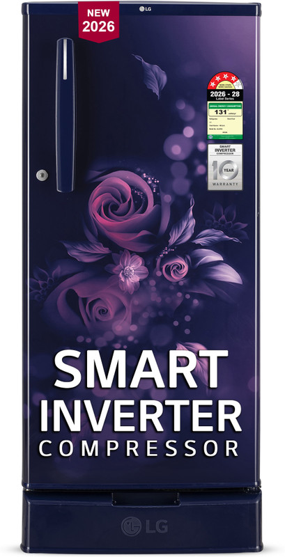LG 185 L Direct Cool Single Door 4 Star Refrigerator with Base Drawer  with Smart Inverter Compressor, Runs on Home Inverter, Fit Max Chiller Tray & 2026 Model(Blue Euphoria, GLD1945ZOBE)