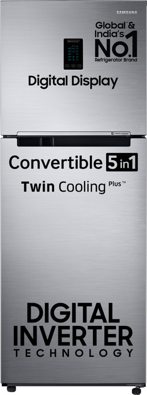 SAMSUNG 322 L Frost Free Double Door 2 Star Convertible Refrigerator with Digital Inverter, Convertible 5-in-1 and Display(Elegant Inox, RT37C4512S8/HL)