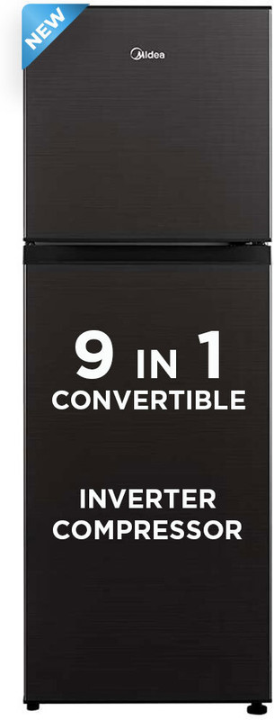 Midea 233 L Frost Free Double Door Top Mount 3 Star Convertible Refrigerator(Jazz Black, MDRT359FGI28)