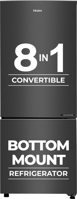 Haier 237 L Frost Free Double Door 3 Star Convertible Refrigerator with Convertible 8-in-1Turbo Icing(GE Black, HEB-243GB-P)