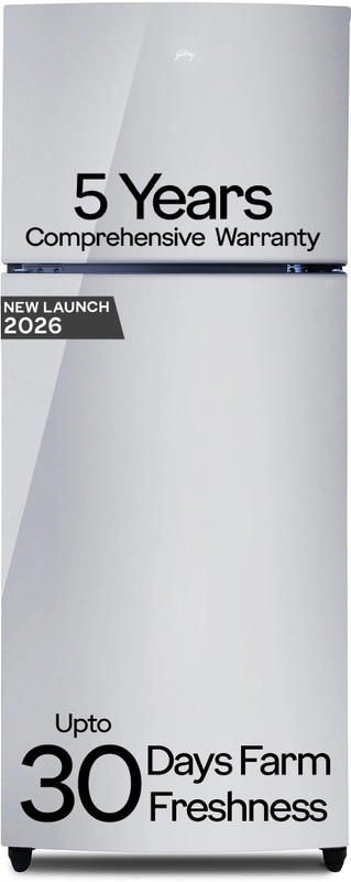 Godrej 223 L Frost Free Double Door 2 Star Refrigerator with Advanced Inverter and 95%+ Food Surface Disinfection(Steel Glow, RF EON 244B RI ST GL)
