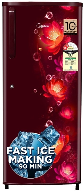 Midea 215 L Direct Cool Single Door 2 Star Refrigerator(WINE C FLOWER, MRD215D2HPCW)