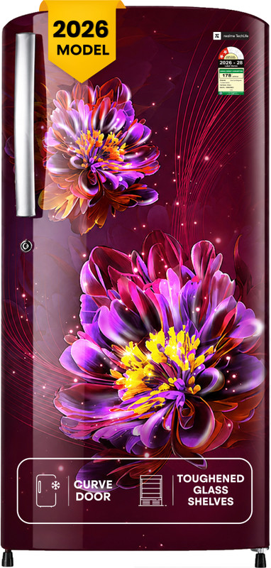realme TechLife 180 L Direct Cool Single Door 2 Star Refrigerator(Ribbon Wine, 180BD3RM23-RW)