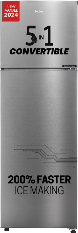 Haier 328 L Frost Free Double Door 3 Star Convertible Refrigerator with Convertible 14-in-1,1 hour Icing(Inox Steel, HEF-333TS-P)